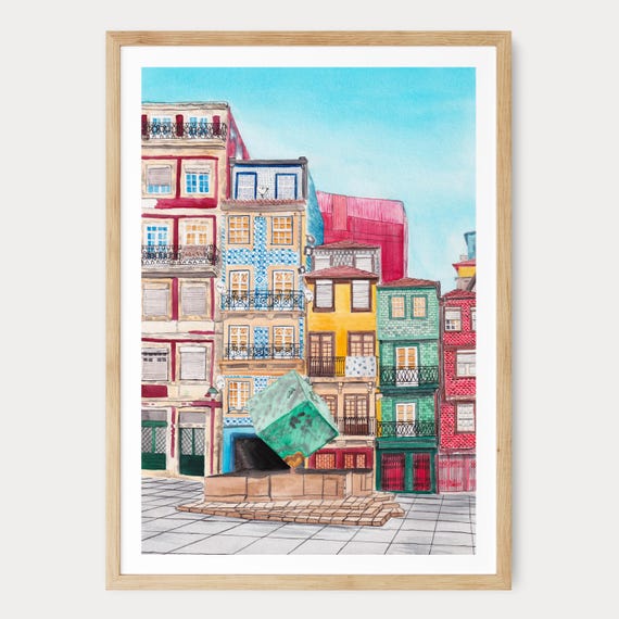Porto Watercolor Print, Portugal Wall Art, Porto Cityscape Painting, Portuguese Decor