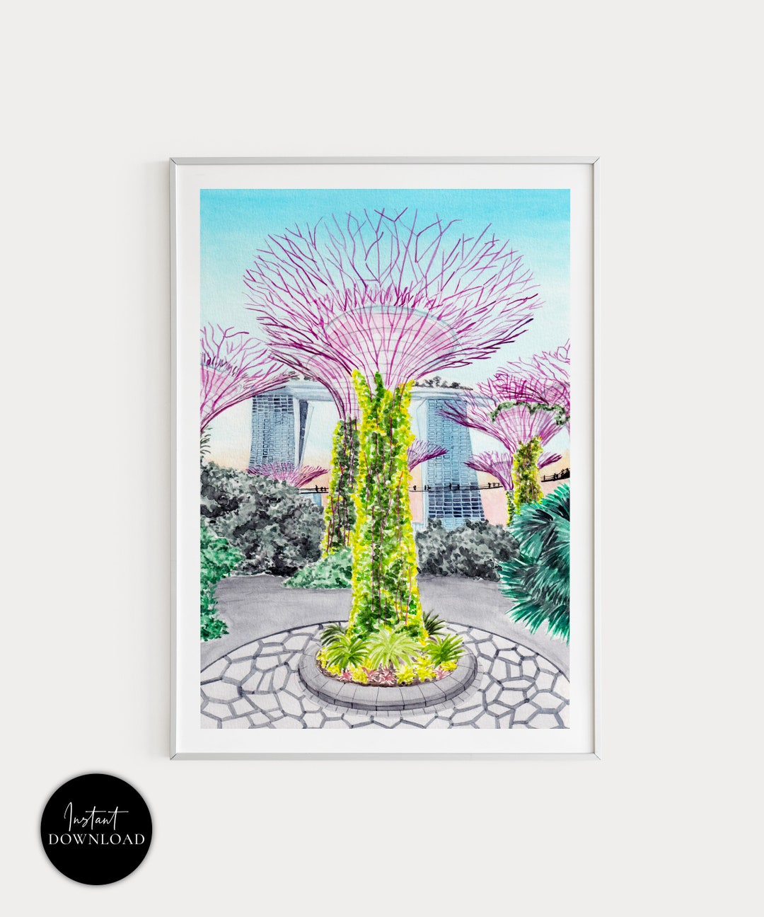 Singapore Print Gardens by the Bay Singapore Wall Art Etsy