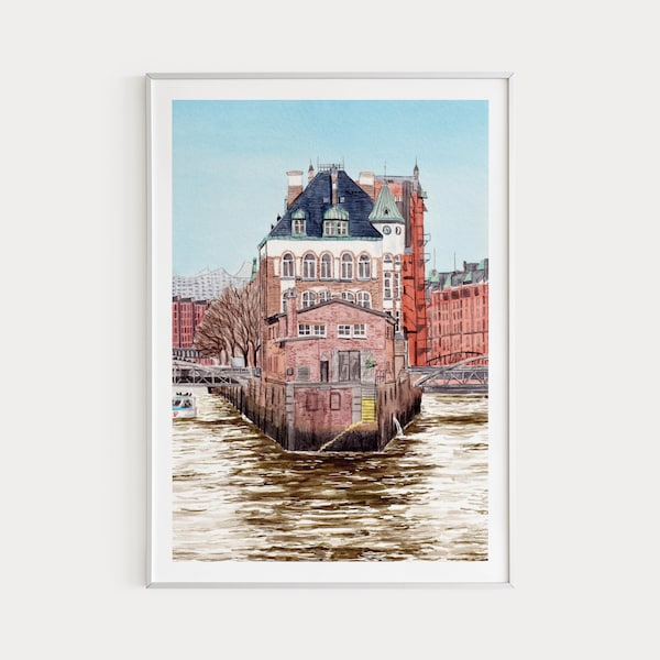 Hamburg Print, Germany Wall Art, Watercolor Print, Hamburg Cityscape, Hamburg Painting, Hamburg Art Print, Europe Print, Travel Gift