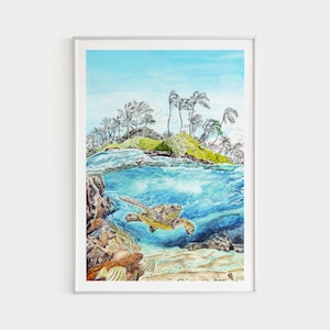 Hawaii Art Print, Tropical Wall Art, Hawaii Wall Art, Hawaiian Art, Hawaii Beach, Hawaii Painting, Hawaii Print, Travel Gift, USA Art