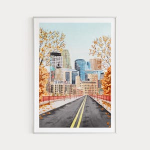 Minneapolis Print, Minnesota Wall Art, Watercolor Painting, Minneapolis Cityscape, Minnesota Print, USA Wall Decor, Travel Gift
