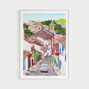 Minas Gerais Print, Brazil Art Print, Ouro Preto, Brazil Wall Art, South America Print, Brazil Print, Travel Gift, Brazilian Art