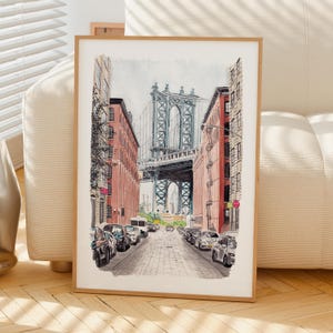 Manhattan Watercolor Print, New York Wall Art, Manhattan Cityscape Painting, NYC Decor image 5