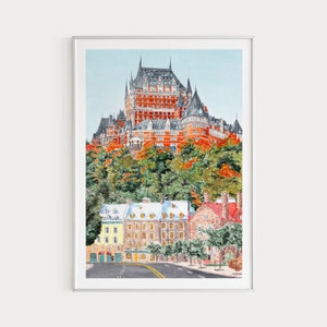 Québec Print, Kanada Wandkunst, Aquarell Druck,Quebec Stadtbild,Quebec Malerei, Kanada Kunst, Nordamerika Druck, Reise Geschenk