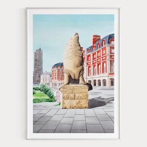 マルデルプラタの水彩画、ブエノスアイレスの壁画、アルゼンチンの海岸沿いの街並みの絵画、南米旅行のギフト