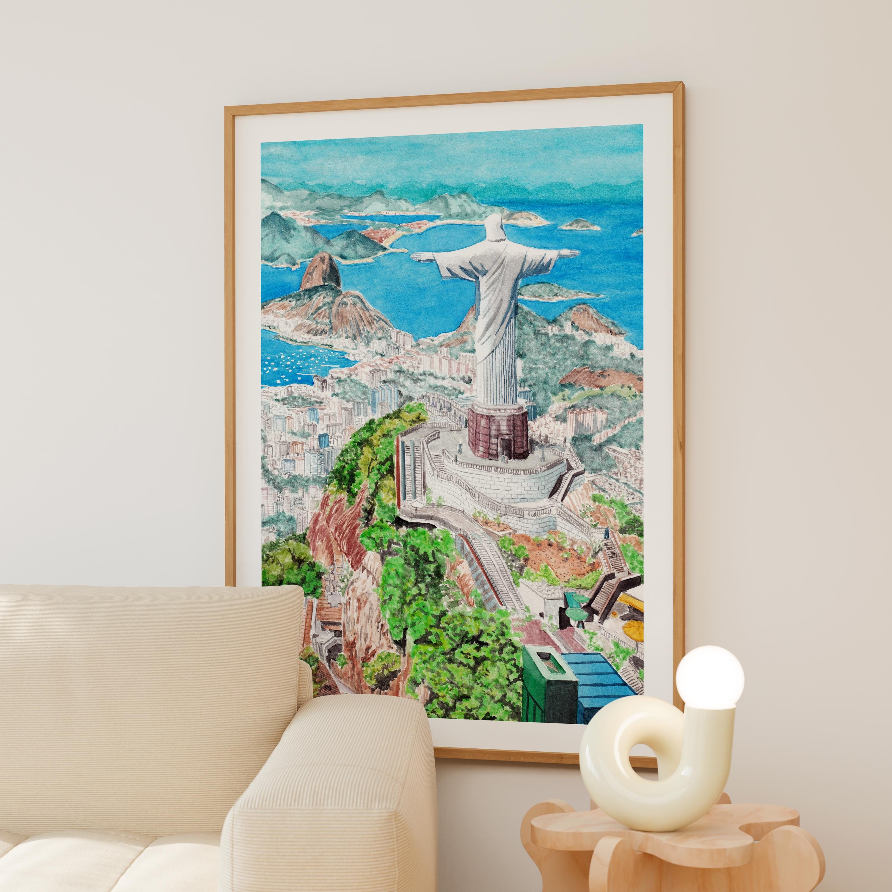 リオデジャネイロの水彩画、ブラジルの壁画、リオデジャネイロの都市