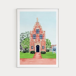 Impresión de Lewes, arte mural de Delaware, pintura de acuarela, paisaje urbano de Lewes, arte de Estados Unidos, decoración de pared de Delaware, impresión de EE. UU., regalo de viaje