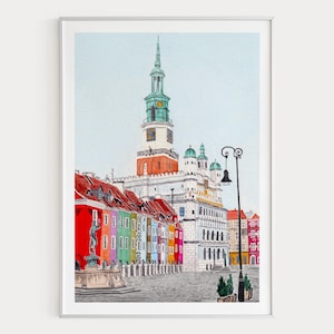 Poznan Watercolor Print, Poland Wall Art, Poznan Cityscape Painting, Polish Decor