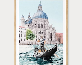 Venedig Druck, Italienische Wandkunst, Venedig Aquarell Stadtansicht, Italien Reisegeschenk, Vintage Dekor, Kunstwerk von NorrskenArt