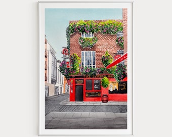 The Temple Bar Print, Ireland Wall Art, Dublin Art Print, Watercolor Print, Dublin Cityscape, Ireland Art, Europe Print, Travel Gift