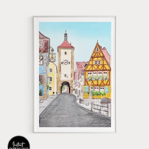 Impression de Rothenburg ob der Tauber, art mural Allemagne, impression d'art Rothenburg, art mural Rothenburg, impression d'art Allemagne, impression Europe, cadeau de voyage