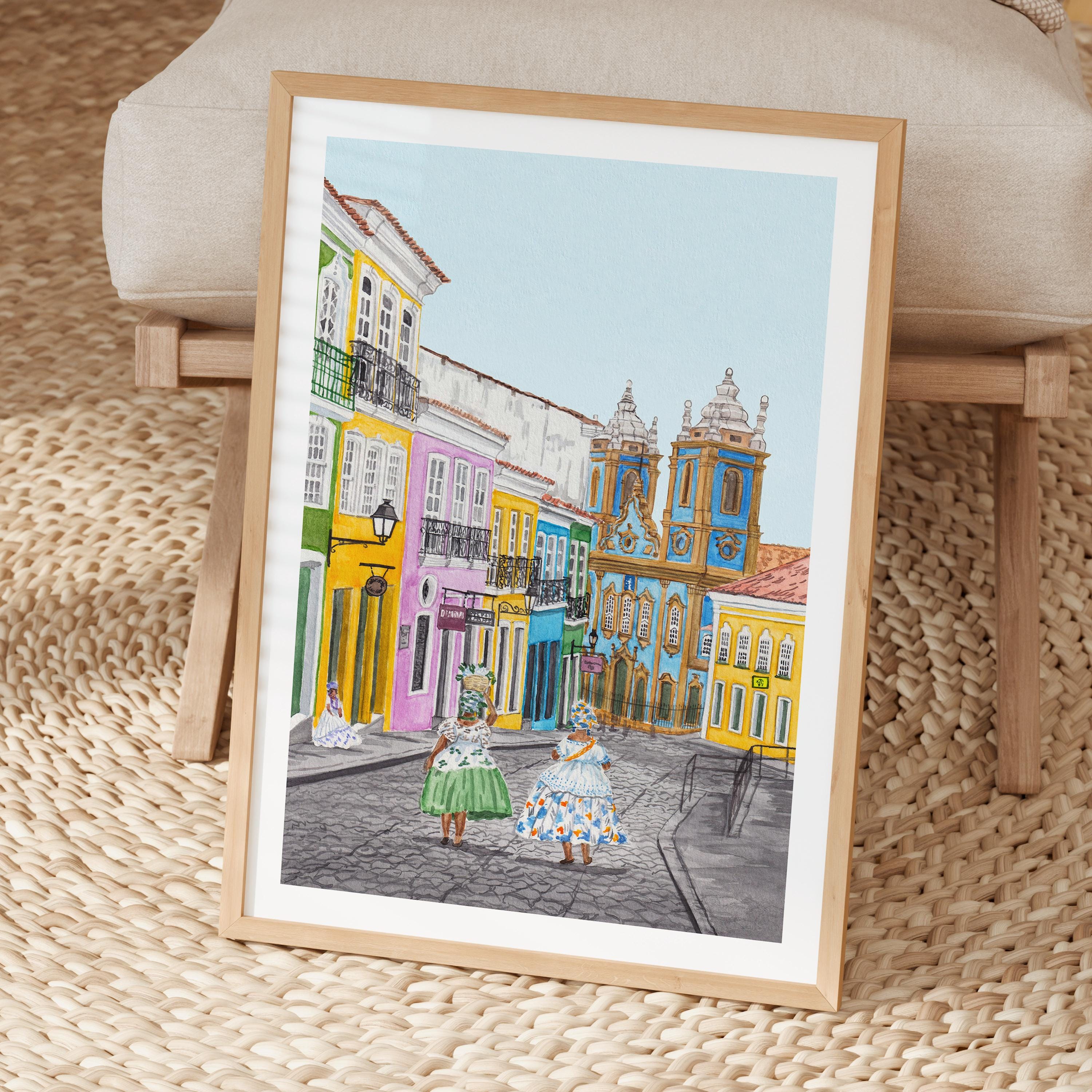 Salvador De Bahia Watercolor Print, Brazil Wall Art, Salvador