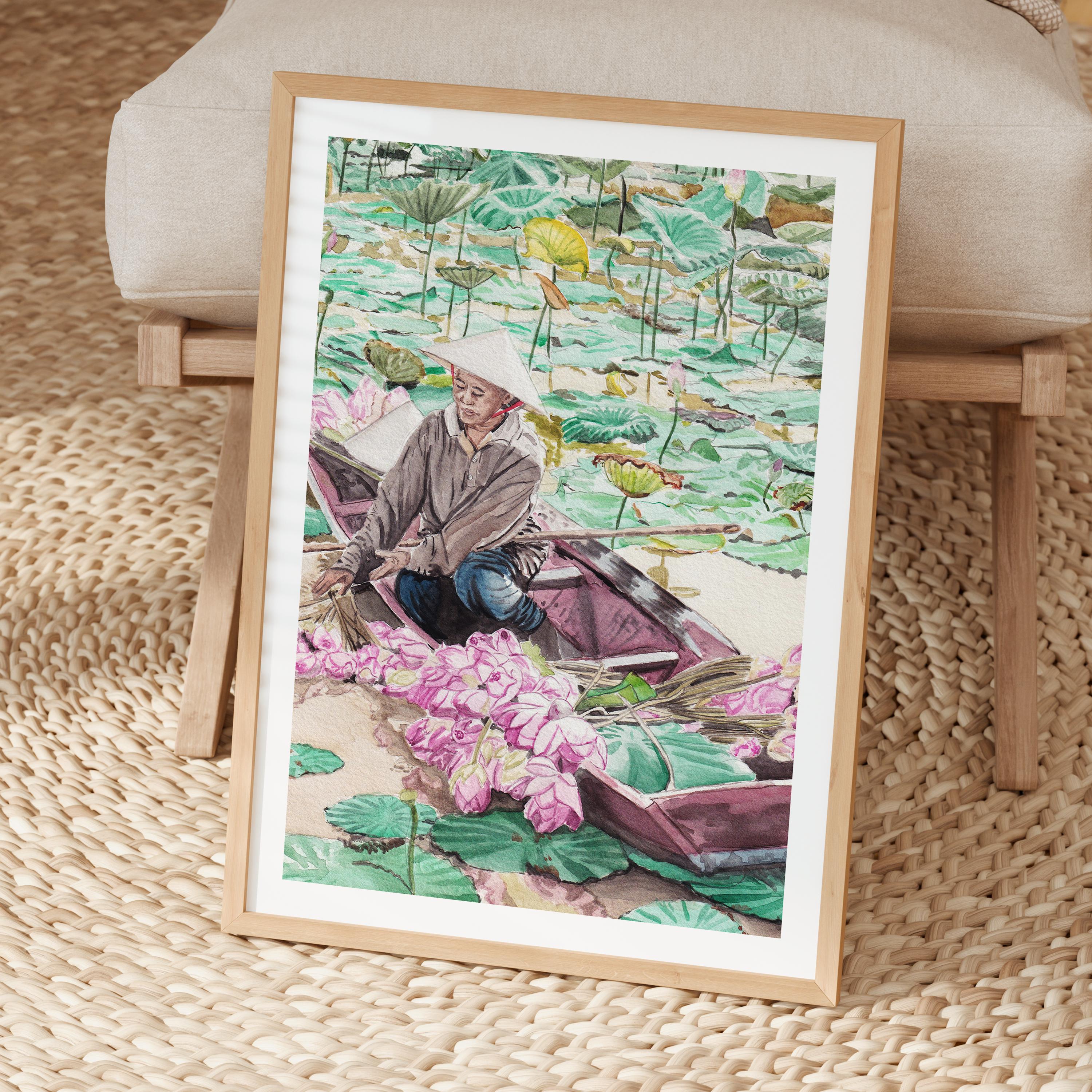ベトナムの水彩画、ベトナムの壁画、ベトナムの伝統的な市場のアート