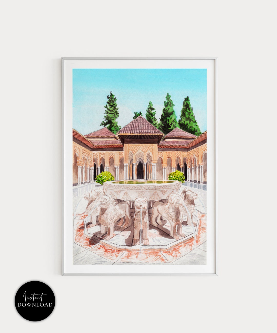 Alhambra Palace Spain Wall Art Granada Print Alhambra Etsy