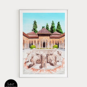 Alhambra Palace, Spain Wall Art, Granada Print, Alhambra Print, Travel Gift, Spain Art Print, Europe Print, Granada Art Print, Granada Art