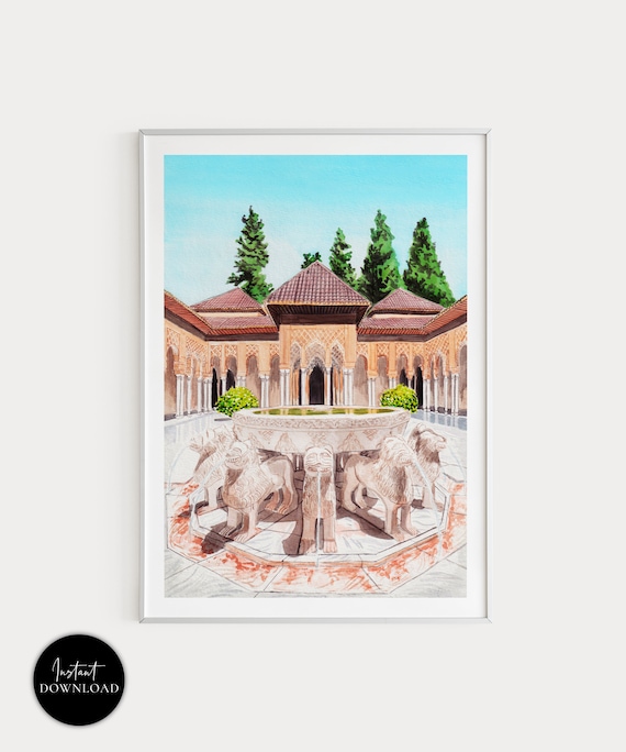 Alhambra Palace, Spain Wall Art, Granada Print, Alhambra Print, Travel Gift, Spain Art Print, Europe Print, Granada Art Print, Granada Art