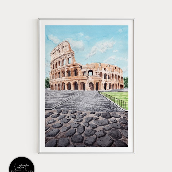 Colosseum Print, Italy Wall Art, Rome Art Print, Watercolor Print, Colosseum Painting, Rome Print, Italy Art, Europe Print, Travel Gift