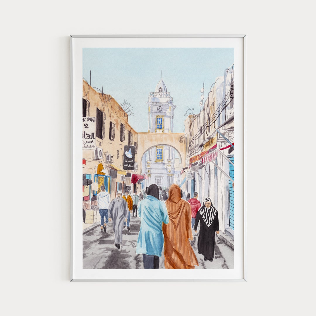 Tripoli Print, Libya Wall Art, Watercolor Painting, Libya Art Print ...