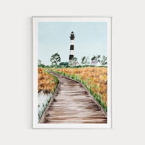 Outer Banks North Carolina Print, Watercolor Art, North Carolina Wall Art, Outer Banks Landscape, US Wall Decor, Printable Art, Travel Gift