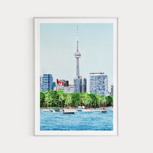 Toronto Canada Travel Print Watercolor Painting Canada Art Toronto Print Printable Art Canada Art Print Toronto Cityscape Housewarming Gift