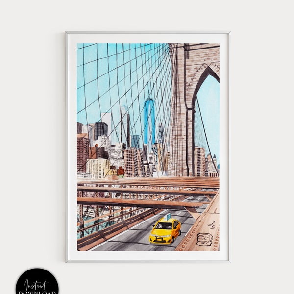 Brooklyn Bridge Print, New York Wall Art, Manhattan Print, New York City Print, New York Print, Brooklyn Art Print, Travel Gift, NYC