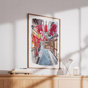 Shinjuku Alley Watercolor Print, Japan Wall Art, Tokyo Cityscape Painting, Japanese Urban Decor image 4