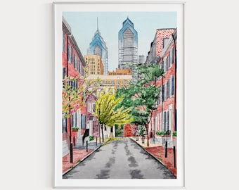 Philadelphia Print, Philadelphia Wall Art, Philadelphia Art Print, Philadelphia Cityscape, Pennsylvania Print, Travel Gift, USA Print