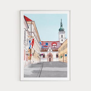 Zagreb Print, Croatia Wall Art, Zagreb Cityscape, Croatia Art Print, Croatia Print, Zagreb Painting, Croatia Art, Europe Print, Travel Gift