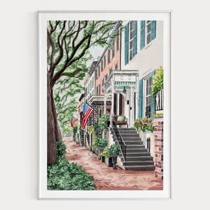 Savannah Georgia Watercolor Wall Art, Jones Street Print, Georgia Decor (Digital Download)