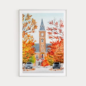 Fayetteville Print, Arkansas Wall Art, Watercolor Painting, Fayetteville Cityscape, United States Art, Arkansas Wall Decor, Travel Gift