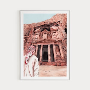 Petra Print, Jordanien Wandkunst, Aquarell Malerei, Jordanien Landschaft, Jordanien Kunst, Jordanien Dekor, Naher Osten Kunst, Reisegeschenk