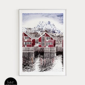 Lofoten Islands Norway, Lofoten Print, Norway Art Print, Norway Wall Art, Norway Landscape, Lofoten Wall Art, Norway Art, Norway Decor