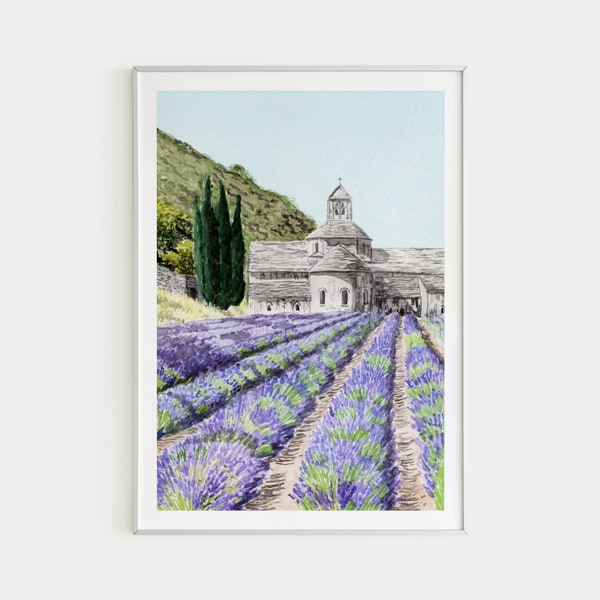 Provence Print, France Wall Art, Watercolor Painting, France Decor, Provence Landscape, France Art Print, Europe Print, Travel Gift