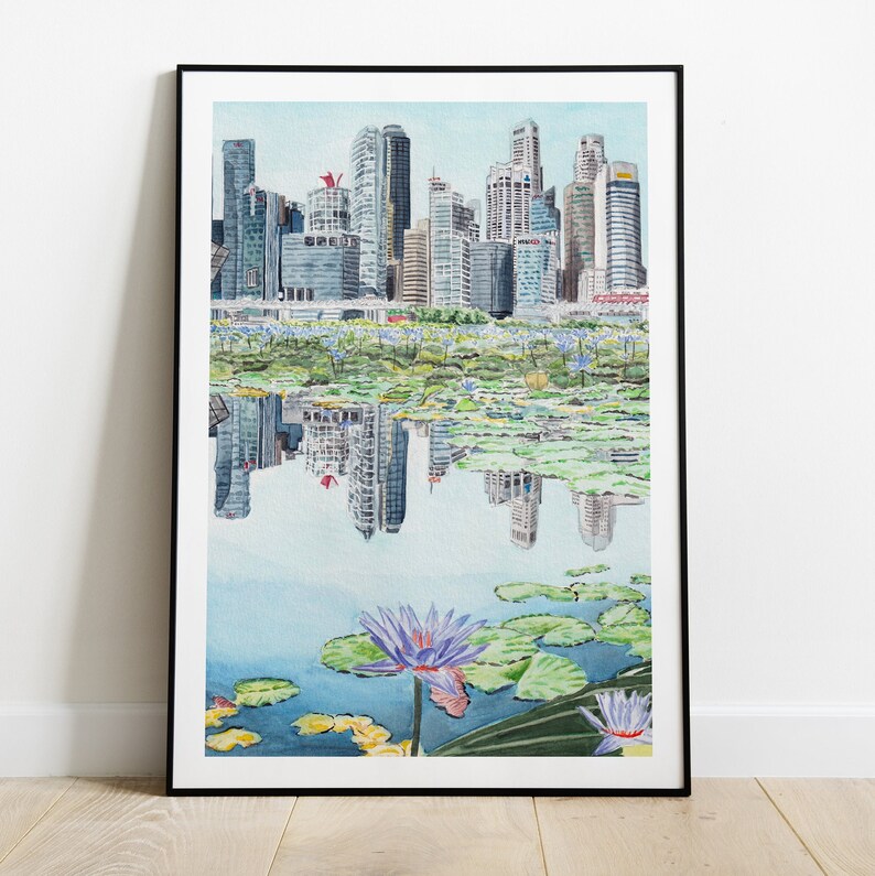 Singapore Art Print Singapore Cityscape Singapore Wall Art Etsy