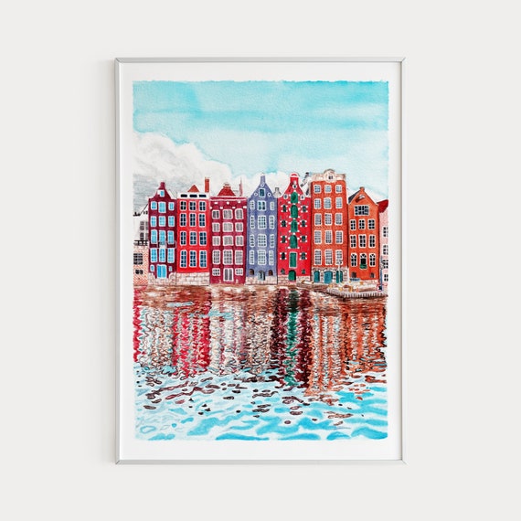 Amsterdam Print, Netherlands Print, Amsterdam Painting, Amsterdam Wall Art, Amsterdam City Print, Amsterdam Cityscape, Amsterdam Wall Decor