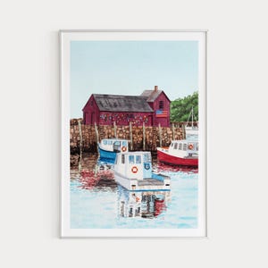 Rockport Print, Massachusetts Wall Art, Watercolor Painting, United States, Rockport Landscape, Patriotic Print, USA Art Print, Travel Gift