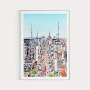 Impresión de Sao Paulo, Avenida Paulista, impresión artística de Brasil, arte mural de Brasil, impresión de Sudamérica, impresión de Brasil, regalo de viaje, arte brasileño