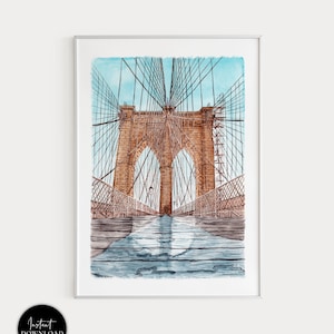 Brooklyn Bridge Print, New York Wall Art, New York City Print, Manhattan Print, New York Art, Brooklyn Art Print, New York Art Print, NYC