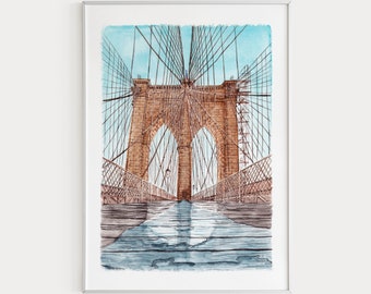 Brooklyn Bridge Print, New York Wall Art, New York City Print, Manhattan Print, New York Art, Brooklyn Art Print, New York Art Print, NYC