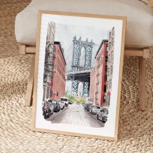 Manhattan Watercolor Print, New York Wall Art, Manhattan Cityscape Painting, NYC Decor image 4