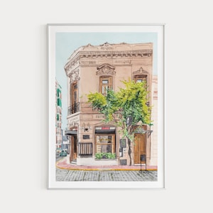 Stampa San Telmo, Arte murale Argentina, Stampa Buenos Aires, Pittura ad acquerello, Stampa d'arte Argentina, Paesaggio urbano di Buenos Aires, Regalo di viaggio