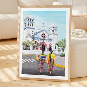 Juayua Watercolor Print, El Salvador Wall Art, Juayua Cityscape Painting, Travel Gift image 2