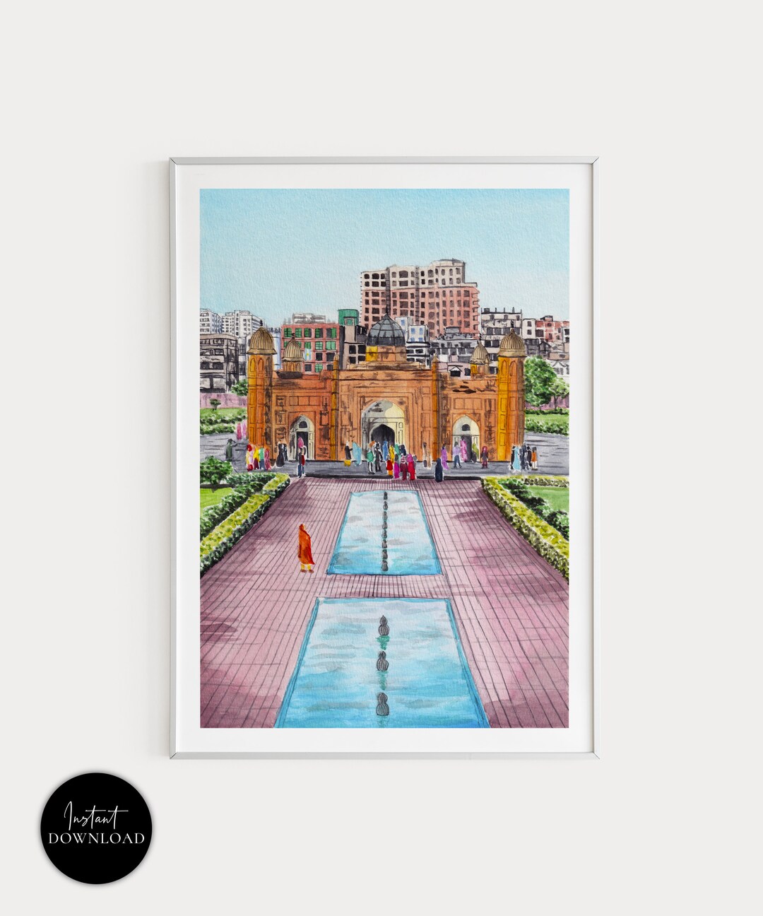 Bangladesh Print, Dhaka Cityscape, Lalbagh Fort, Bangladesh Wall Art