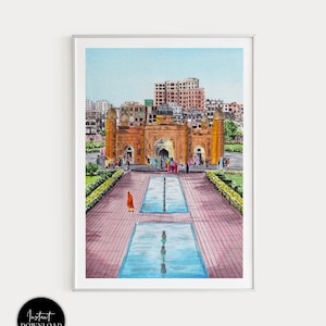 Bangladesh Print, Dhaka Cityscape, Lalbagh Fort, Bangladesh Wall Art, Bangladesh Art Print, Dhaka Print, South Asia Print, Travel Gift