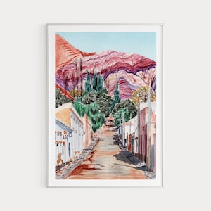 Jujuy Print, Watercolor Painting, Argentina Wall Art, Purmamarca Art, Jujuy Landscape, Jujuy Art Print, Andes Mountains Art, Travel Gift