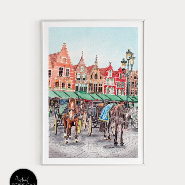 Bruges Belgium Art Print, Belgium Cityscape, Bruges Print, Belgian Art, Belgium Art Print, Belgium Wall Art, Europe Print, Bruges Belgium