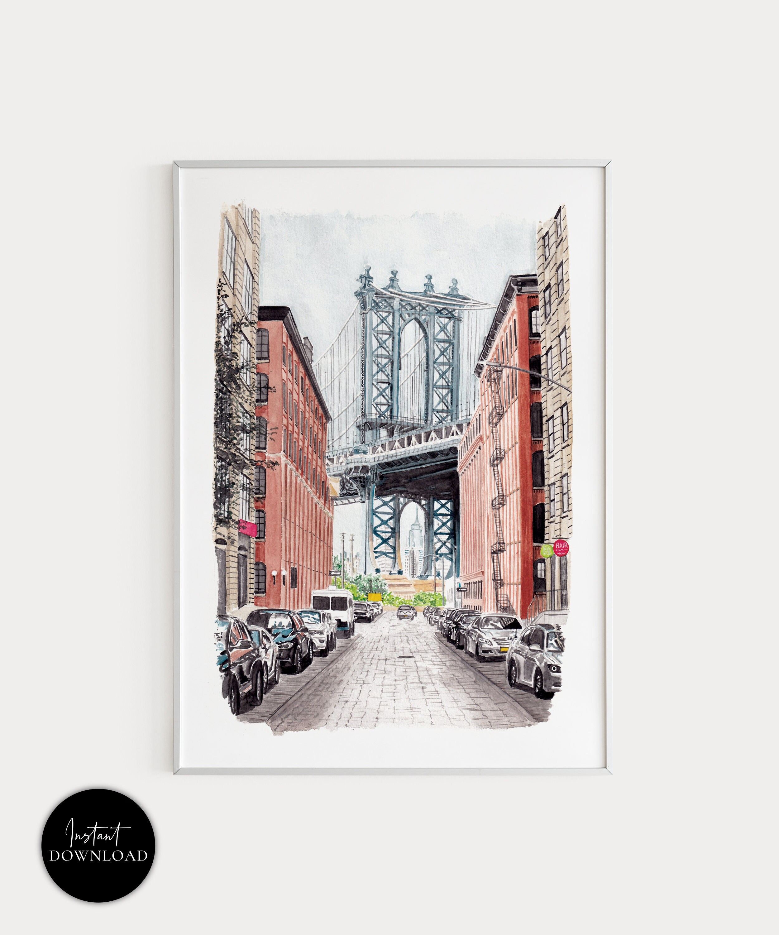 Brooklyn Bridge Print Watercolor Painting New York City | Etsy