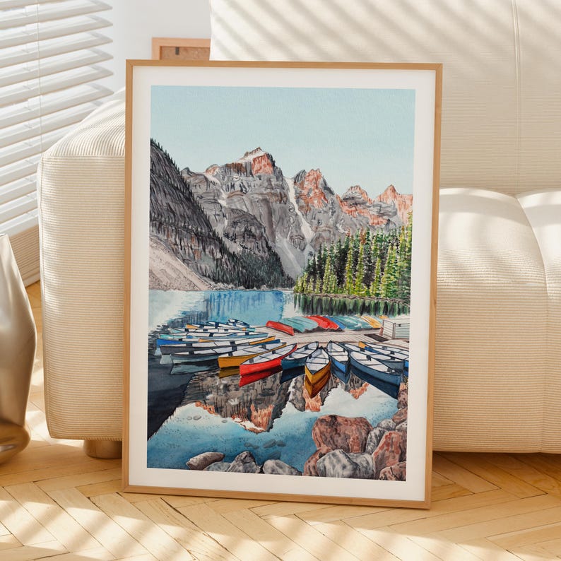 Impression aquarelle du parc national Banff, art mural Canada, peinture de paysage de l'Alberta, décoration canadienne image 5