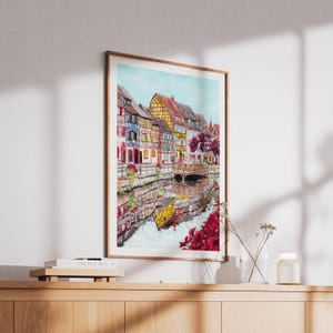 Colmar Watercolor Print, France Wall Art, Alsace French Cityscape Painting (Digital Download) image 4