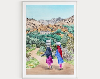 Afghanistan Print, Afghanistan Wall Art, Traditional Art, Afghanistan Art Print, Middle East Print, Watercolor Painting, Travel Gift